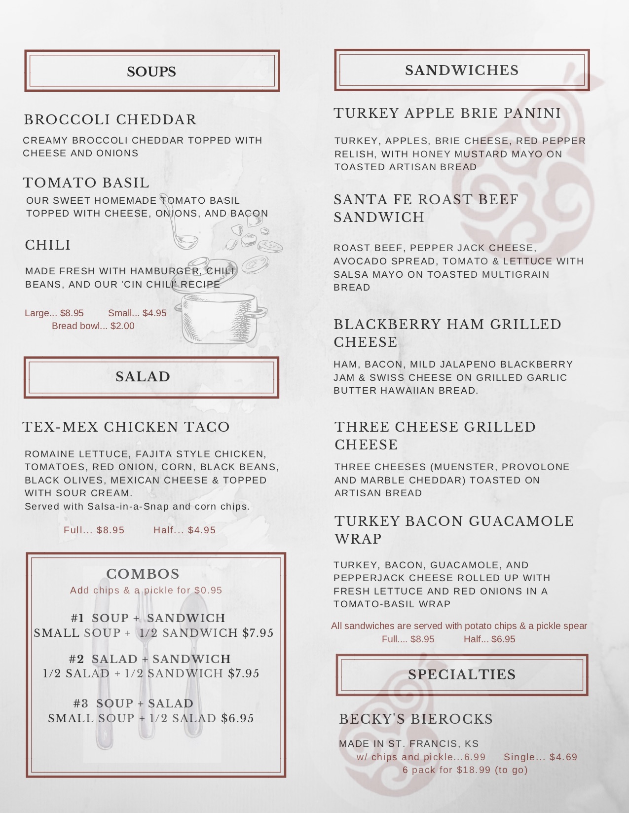 Menu The Paisley Pear